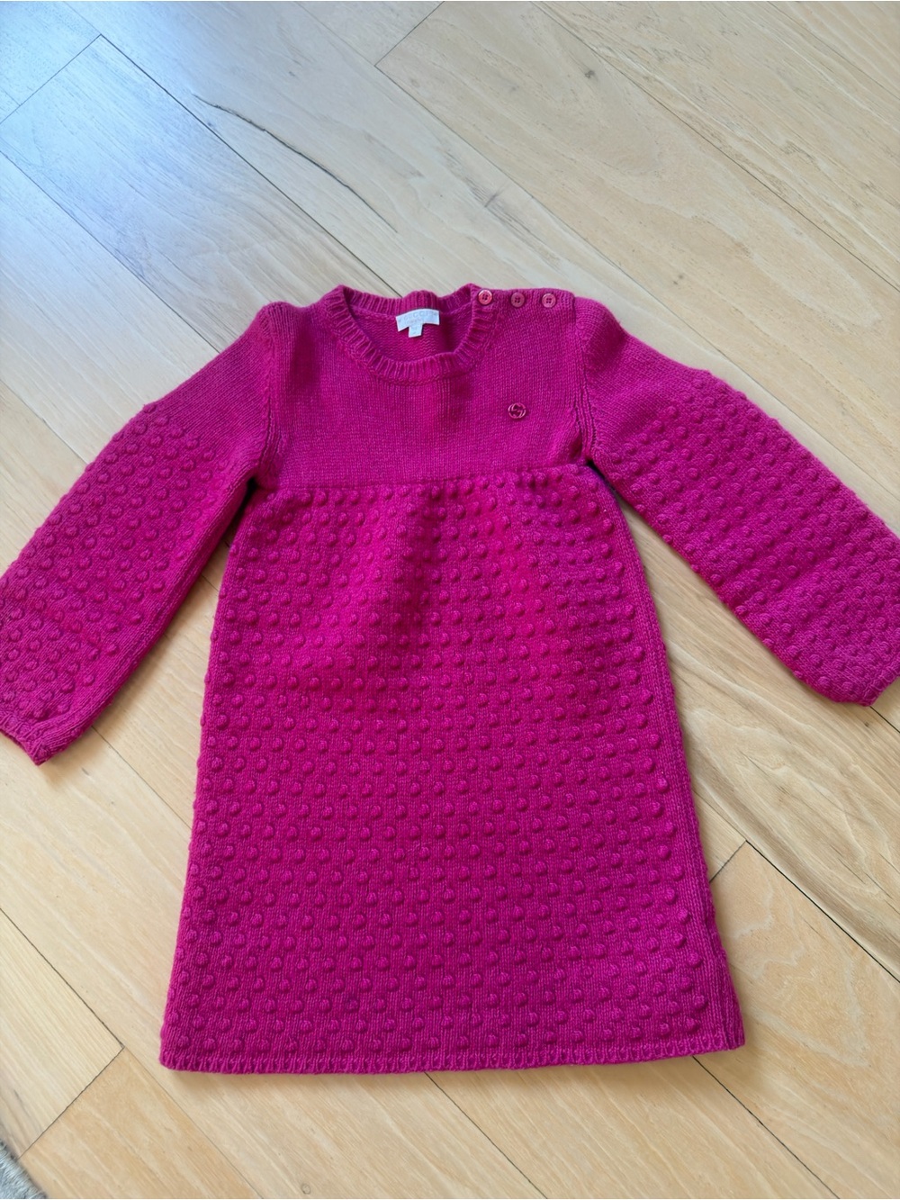 Gucci Girls' Fuchsia Textured Knit Dress